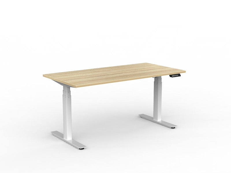 Agile Double Motor Electric Individual Desk 1500mm x 750mm Natural Oak White Powdercoat