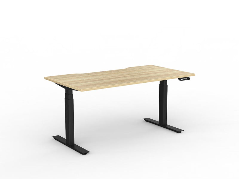 Agile Double Motor Electric Individual Desk 1500mm x 800mm Natural Oak Black Powdercoat