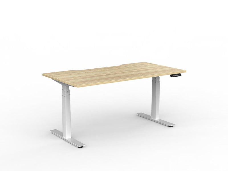 Agile Double Motor Electric Individual Desk 1500mm x 800mm Natural Oak White Powdercoat