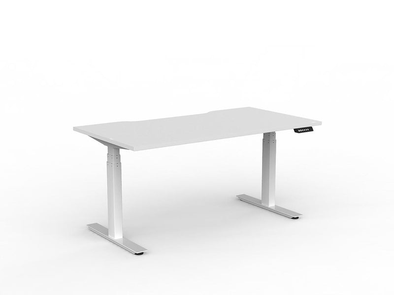 Agile Double Motor Electric Individual Desk 1500mm x 800mm White White Powdercoat