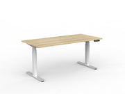 Agile Double Motor Electric Individual Desk 1600mm x 750mm Natural Oak White Powdercoat