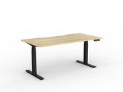 Agile Double Motor Electric Individual Desk 1600mm x 800mm Natural Oak Black Powdercoat