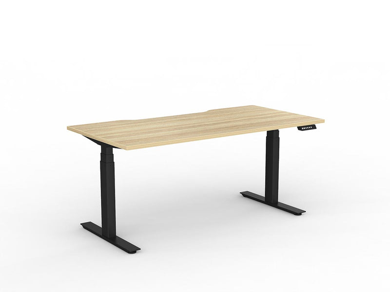 Agile Double Motor Electric Individual Desk 1600mm x 800mm Natural Oak Black Powdercoat