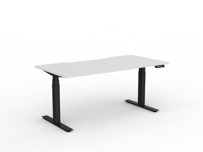 Agile Double Motor Electric Individual Desk 1600mm x 800mm White Black Powdercoat