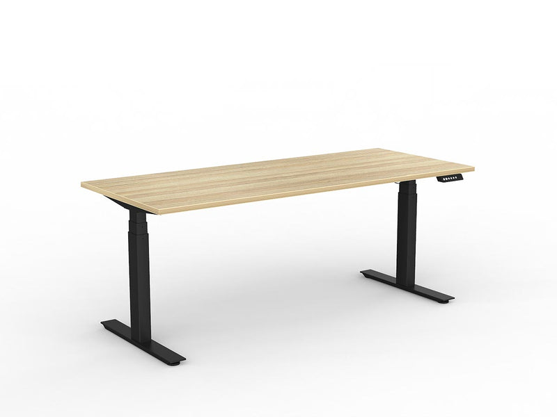 Agile Double Motor Electric Individual Desk 1800mm x 750mm Natural Oak Black Powdercoat