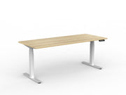 Agile Double Motor Electric Individual Desk 1800mm x 750mm Natural Oak White Powdercoat