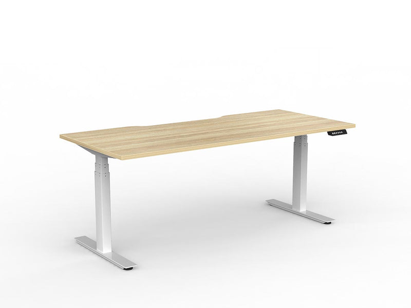 Agile Double Motor Electric Individual Desk 1800mm x 800mm Natural Oak White Powdercoat