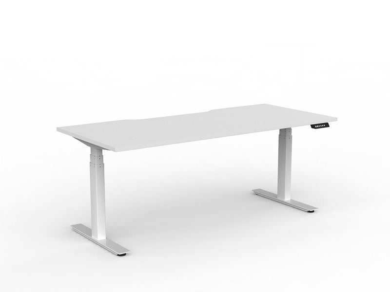 Agile Double Motor Electric Individual Desk 1800mm x 800mm White White Powdercoat