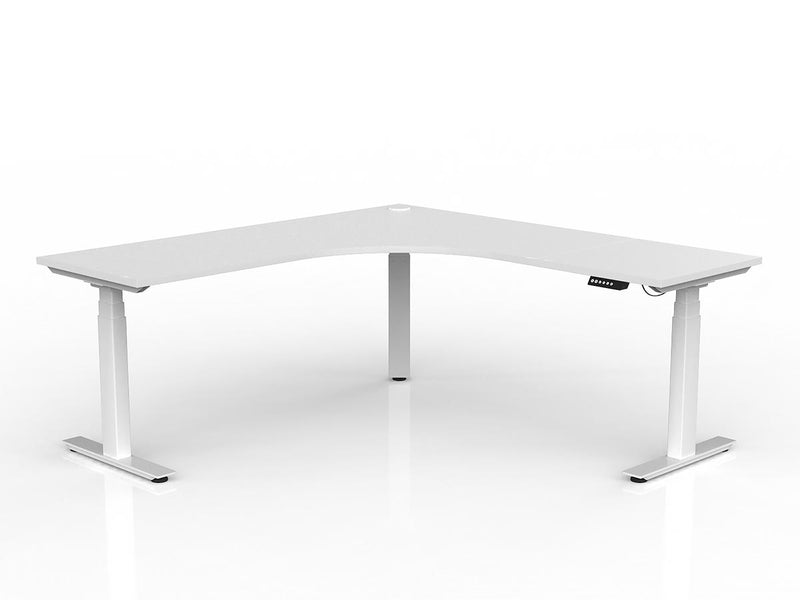 Agile Triple Motor Electric 90º Workstation 1800mmX1800mmX600mm White White Left Hand