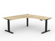 Agile Triple Motor Electric 90º Workstation 1800mmX1800mmX750mm Natural Oak Black Right Hand