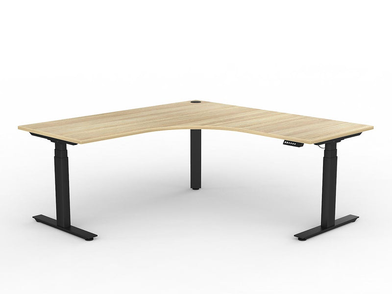 Agile Triple Motor Electric 90º Workstation 1800mmX1800mmX750mm Natural Oak Black Right Hand