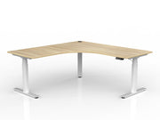 Agile Triple Motor Electric 90º Workstation 1800mmX1800mmX750mm Natural Oak White Left Hand