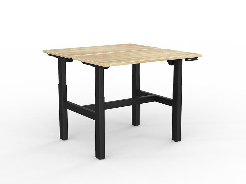 Agile 2-Column Electric Shared Desk Natural Oak Black Powdercoat