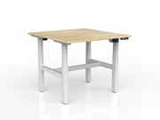 Agile 2-Column Electric Shared Desk Natural Oak White Powdercoat
