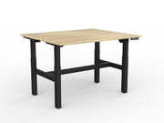 Agile 2-Column Electric Shared Desk Natural Oak Black Powdercoat