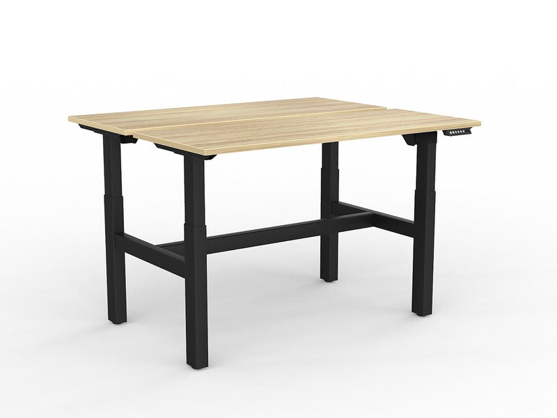Agile 2-Column Electric Shared Desk Natural Oak Black Powdercoat