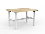 Agile 2-Column Electric Shared Desk Natural Oak White Powdercoat