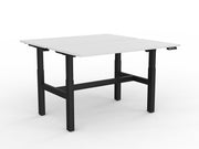 Agile 2-Column Electric Shared Desk White Black Powdercoat