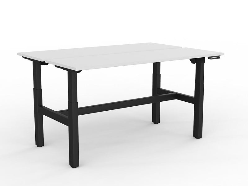Agile 2-Column Electric Shared Desk White Black Powdercoat