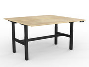 Agile 2-Column Electric Shared Desk Natural Oak Black Powdercoat