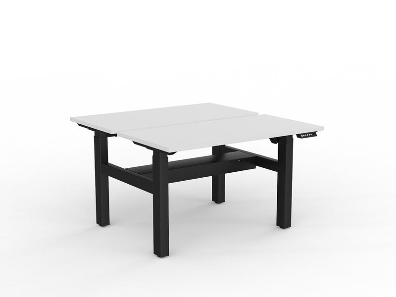 Agile 2-Column Electric Shared Desk With Cable Tray 1200mm x 600mm White Black Powdercoat