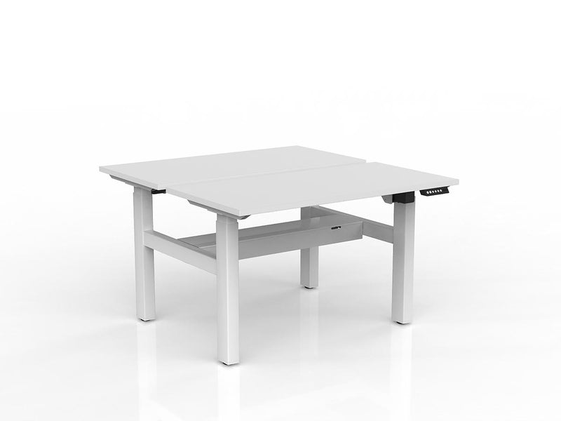 Agile 2-Column Electric Shared Desk With Cable Tray 1200mm x 600mm White White Powdercoat