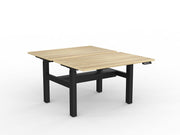 Agile 2-Column Electric Shared Desk With Cable Tray 1200mm x 750mm Natural Oak Black Powdercoat