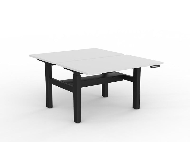 Agile 2-Column Electric Shared Desk With Cable Tray 1200mm x 750mm White Black Powdercoat