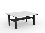 Agile 2-Column Electric Shared Desk With Cable Tray 1500mm x 600mm White Black Powdercoat