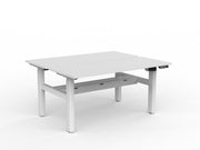 Agile 2-Column Electric Shared Desk With Cable Tray 1500mm x 600mm White White Powdercoat