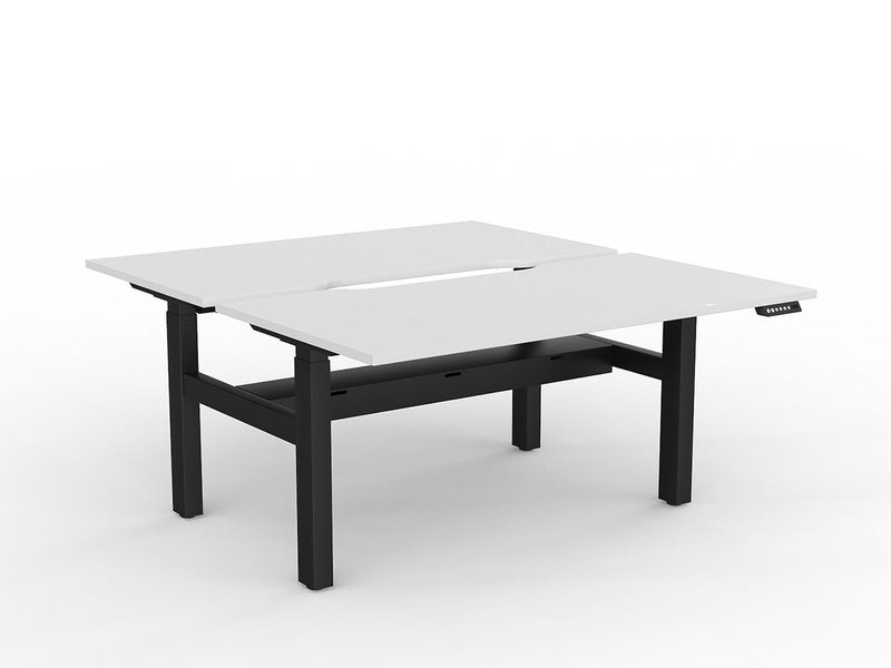 Agile 2-Column Electric Shared Desk With Cable Tray 1500mm x 800mm White Black Powdercoat