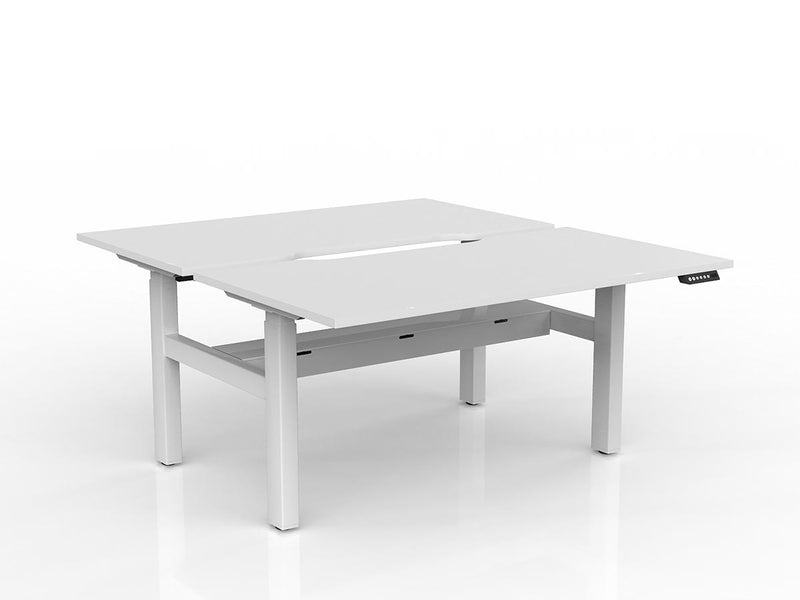 Agile 2-Column Electric Shared Desk With Cable Tray 1500mm x 800mm White White Powdercoat