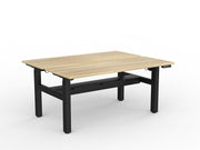 Agile 2-Column Electric Shared Desk With Cable Tray 1600mm x 600mm Natural Oak Black Powdercoat