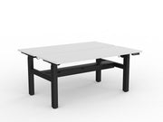 Agile 2-Column Electric Shared Desk With Cable Tray 1600mm x 600mm White Black Powdercoat