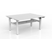 Agile 2-Column Electric Shared Desk With Cable Tray 1600mm x 600mm White White Powdercoat