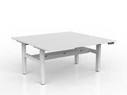 Agile 2-Column Electric Shared Desk With Cable Tray 1600mm x 750mm White White Powdercoat
