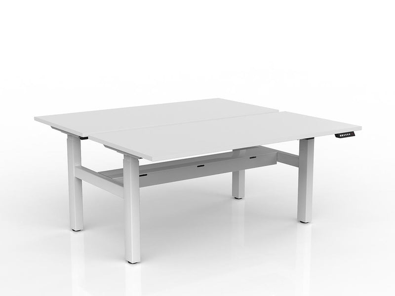 Agile 2-Column Electric Shared Desk With Cable Tray 1600mm x 750mm White White Powdercoat