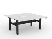 Agile 2-Column Electric Shared Desk With Cable Tray 1600mm x 800mm White Black Powdercoat