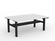 Agile 2-Column Electric Shared Desk With Cable Tray 1800mm x 600mm White Black Powdercoat