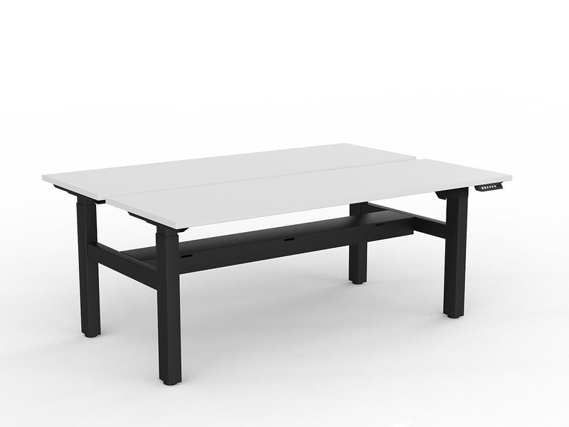 Agile 2-Column Electric Shared Desk With Cable Tray 1800mm x 600mm White Black Powdercoat