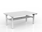 Agile 2-Column Electric Shared Desk With Cable Tray 1800mm x 600mm White White Powdercoat