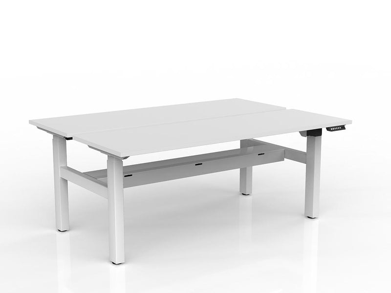 Agile 2-Column Electric Shared Desk With Cable Tray 1800mm x 600mm White White Powdercoat