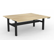 Agile 2-Column Electric Shared Desk With Cable Tray 1800mm x 750mm Natural Oak Black Powdercoat