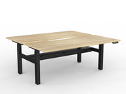 Agile 2-Column Electric Shared Desk With Cable Tray 1800mm x 800mm Natural Oak Black Powdercoat