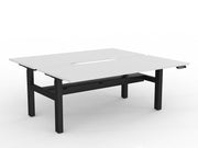 Agile 2-Column Electric Shared Desk With Cable Tray 1800mm x 800mm White Black Powdercoat