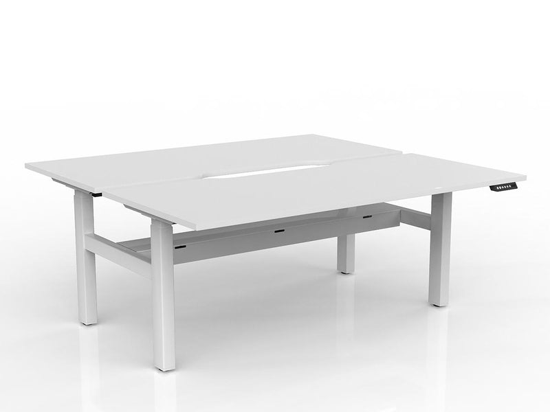 Agile 2-Column Electric Shared Desk With Cable Tray 1800mm x 800mm White White Powdercoat