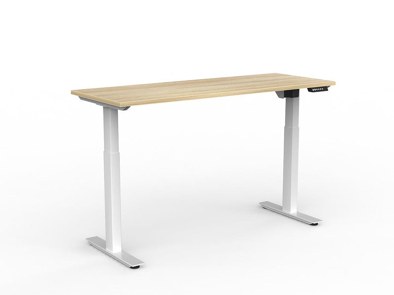 Agile Fixed Height Individual Desk 1600mm x 600mm Natural Oak Black Powdercoat