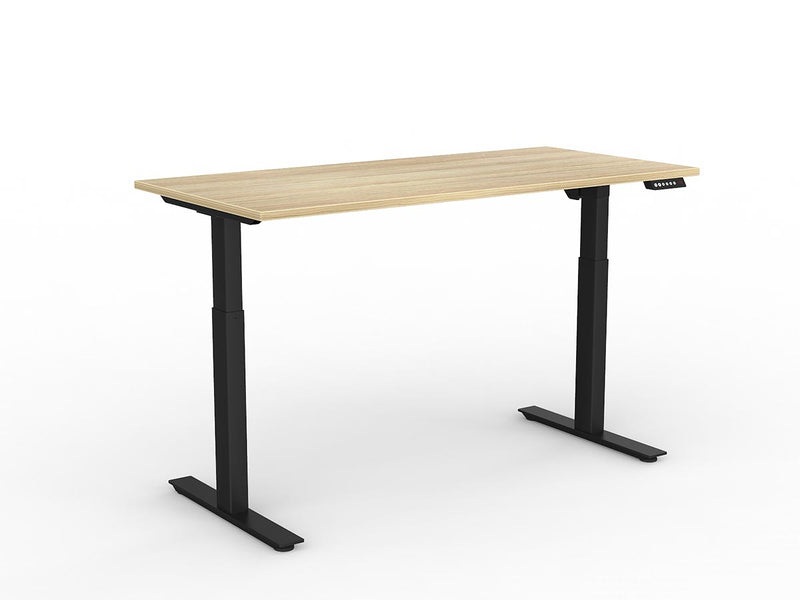 Agile Fixed Height Individual Desk 1600mm x 750mm Natural Oak Black Powdercoat