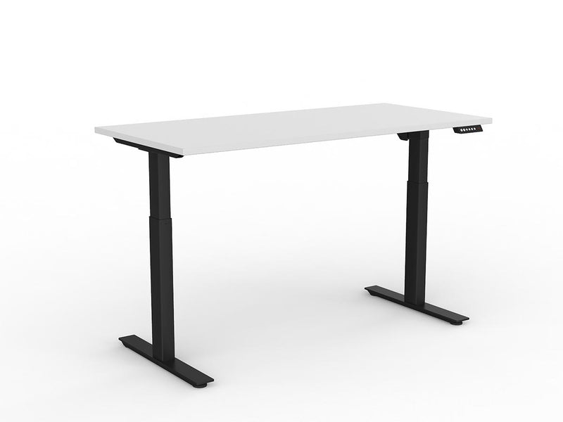 Agile Fixed Height Individual Desk 1600mm x 600mm Natural Oak White Powdercoat