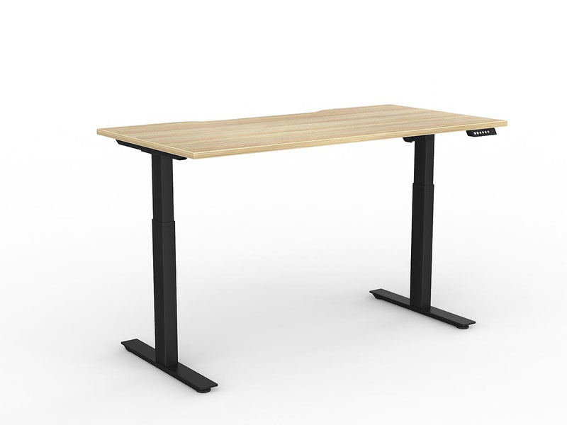 Agile Fixed Height Individual Desk 1800mm x 600mm Natural Oak Black Powdercoat